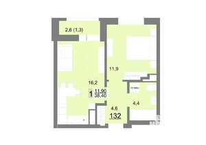 1-к квартира, вторичка, 38м2, 16/26 этаж