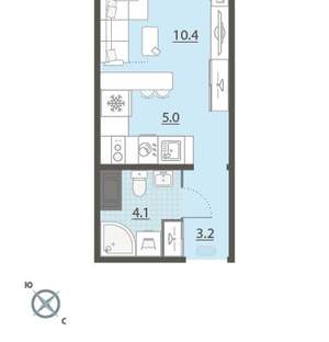 Студия квартира, вторичка, 23м2, 12/24 этаж