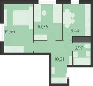 2-к квартира, вторичка, 48м2, 25/25 этаж