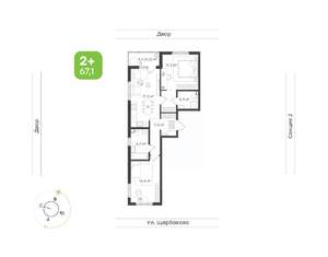 2-к квартира, вторичка, 67м2, 2/17 этаж