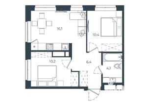 2-к квартира, вторичка, 47м2, 4/25 этаж