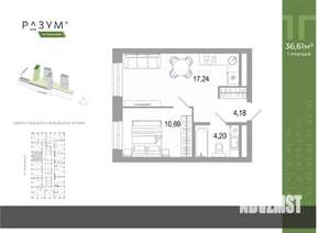 1-к квартира, вторичка, 36м2, 22/31 этаж