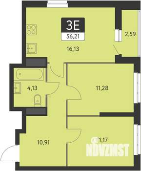 2-к квартира, вторичка, 55м2, 22/31 этаж