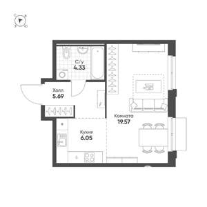 Студия квартира, строящийся дом, 36м2, 4/25 этаж