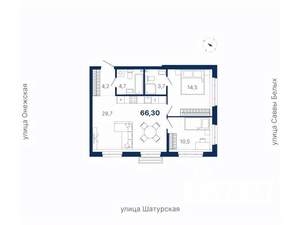 2-к квартира, вторичка, 66м2, 2/21 этаж