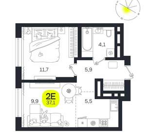 2-к квартира, вторичка, 37м2, 22/27 этаж