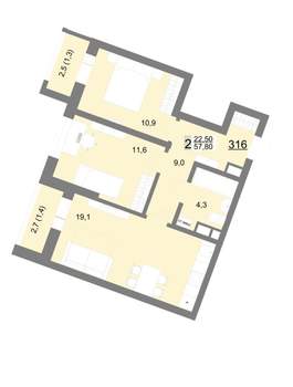 2-к квартира, вторичка, 58м2, 13/18 этаж