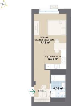 Студия квартира, вторичка, 33м2, 24/25 этаж