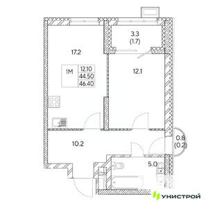 1-к квартира, вторичка, 46м2, 15/31 этаж