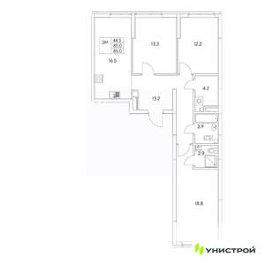 3-к квартира, вторичка, 85м2, 2/31 этаж