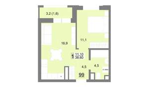 1-к квартира, вторичка, 39м2, 13/26 этаж