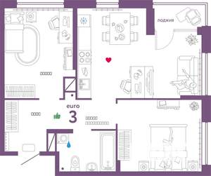 3-к квартира, строящийся дом, 56м2, 7/32 этаж