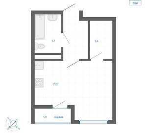 Студия квартира, вторичка, 30м2, 13/32 этаж