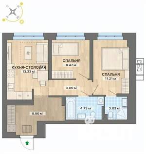 2-к квартира, вторичка, 54м2, 6/26 этаж