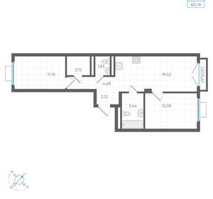 2-к квартира, вторичка, 61м2, 3/4 этаж