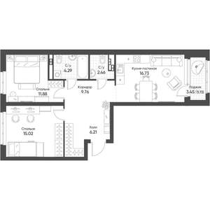 2-к квартира, строящийся дом, 68м2, 9/16 этаж