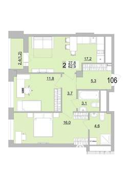 2-к квартира, вторичка, 63м2, 15/24 этаж