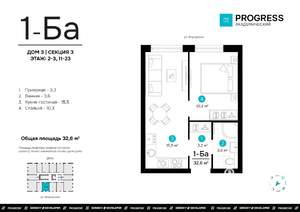 1-к квартира, вторичка, 33м2, 11/23 этаж