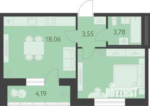 1-к квартира, вторичка, 41м2, 3/25 этаж