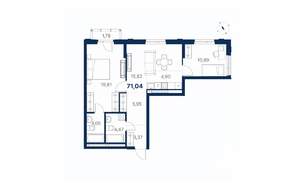 2-к квартира, вторичка, 71м2, 25/28 этаж
