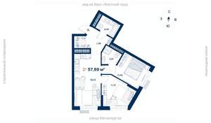 2-к квартира, вторичка, 58м2, 23/31 этаж
