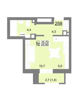 Студия квартира, вторичка, 26м2, 6/18 этаж