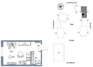 Студия квартира, строящийся дом, 25м2, 11/24 этаж