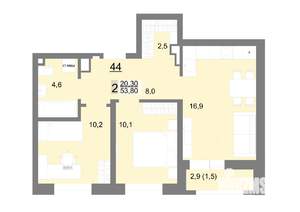 2-к квартира, вторичка, 54м2, 6/26 этаж