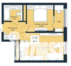 1-к квартира, сданный дом, 40м2, 16/25 этаж