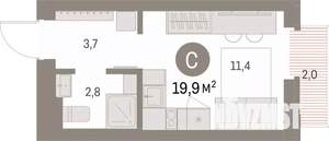 Студия квартира, вторичка, 20м2, 4/9 этаж