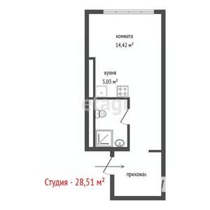 Студия квартира, вторичка, 29м2, 3/17 этаж