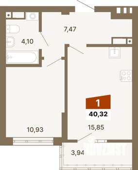1-к квартира, строящийся дом, 40м2, 4/23 этаж