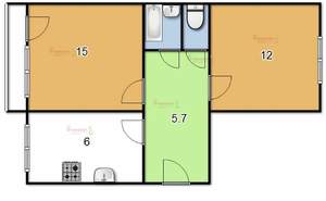 2-к квартира, вторичка, 44м2, 4/5 этаж