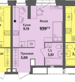Студия квартира, вторичка, 29м2, 2/28 этаж
