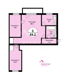 3-к квартира, вторичка, 54м2, 2/5 этаж