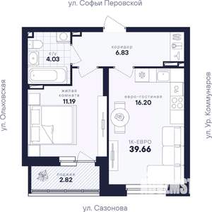 1-к квартира, вторичка, 40м2, 4/17 этаж
