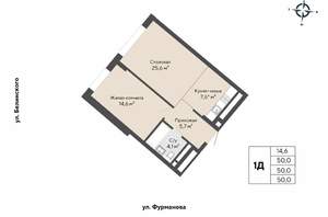 1-к квартира, вторичка, 50м2, 23/27 этаж