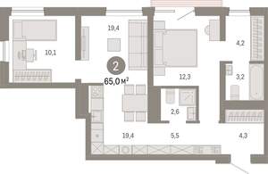 2-к квартира, вторичка, 65м2, 7/8 этаж