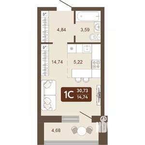 1-к квартира, вторичка, 31м2, 24/24 этаж