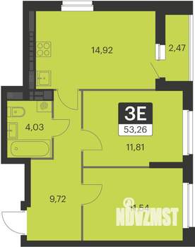 2-к квартира, вторичка, 53м2, 11/18 этаж