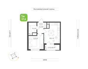 1-к квартира, вторичка, 37м2, 7/24 этаж