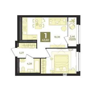 1-к квартира, вторичка, 44м2, 6/29 этаж