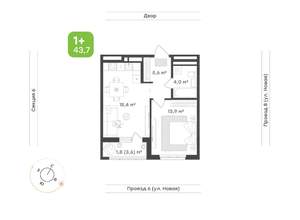 1-к квартира, вторичка, 44м2, 6/17 этаж