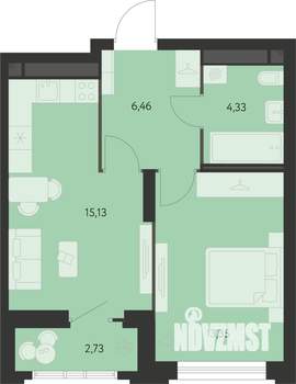 1-к квартира, вторичка, 41м2, 13/15 этаж