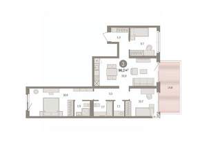 3-к квартира, вторичка, 96м2, 2/7 этаж