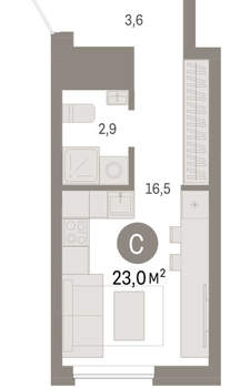 Студия квартира, вторичка, 23м2, 3/8 этаж