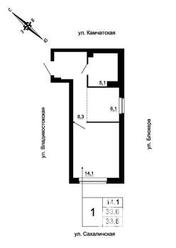 Студия квартира, вторичка, 34м2, 7/24 этаж
