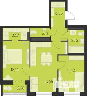 2-к квартира, вторичка, 59м2, 5/31 этаж