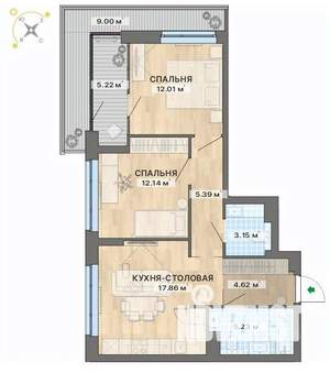 2-к квартира, вторичка, 75м2, 3/12 этаж