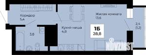 Студия квартира, строящийся дом, 29м2, 22/25 этаж